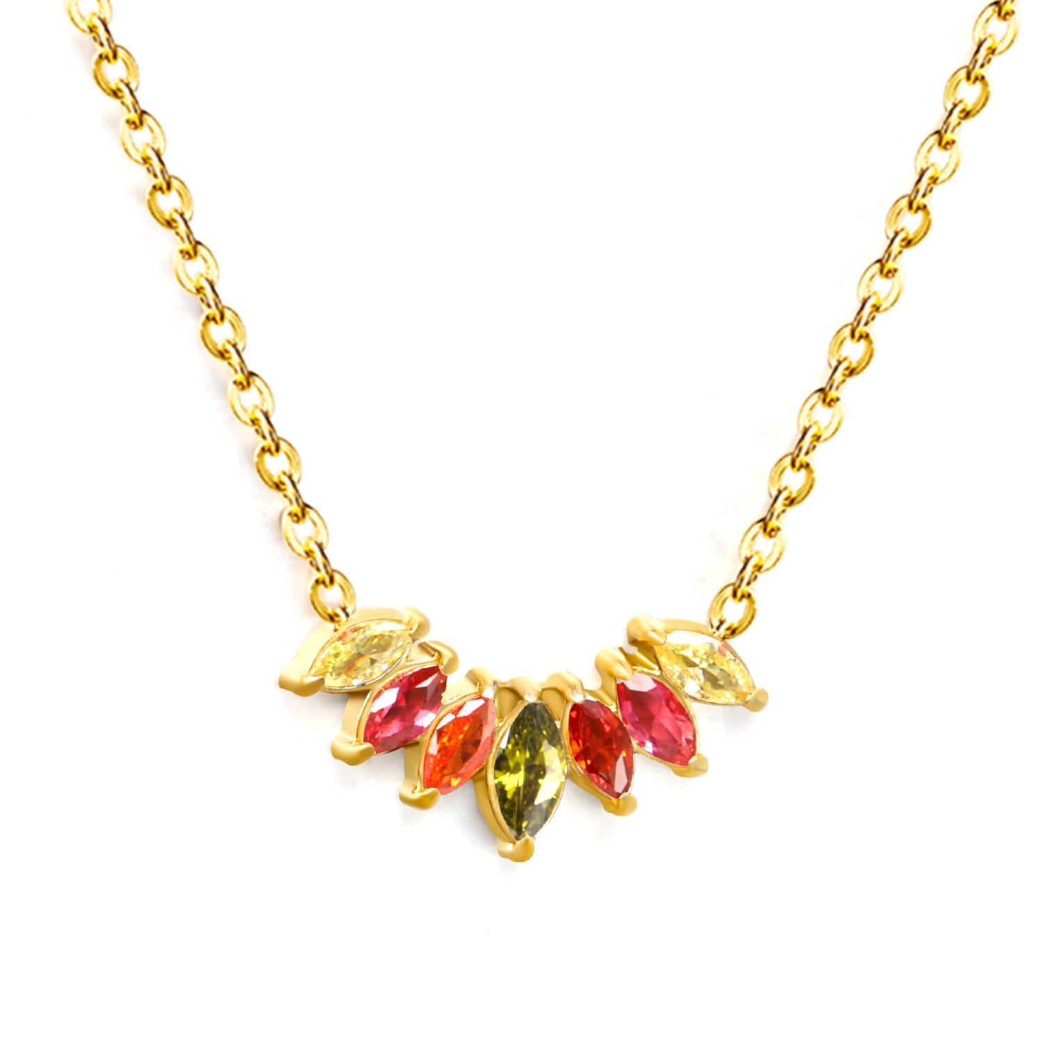 16.5*8.5mm size diamond with white zirconium/gradual blue zirconium+white zirconium/mixed color zirconium pendant necklace 0.35 cross 45+5cm+6mm round plaque gold color asonjewelry